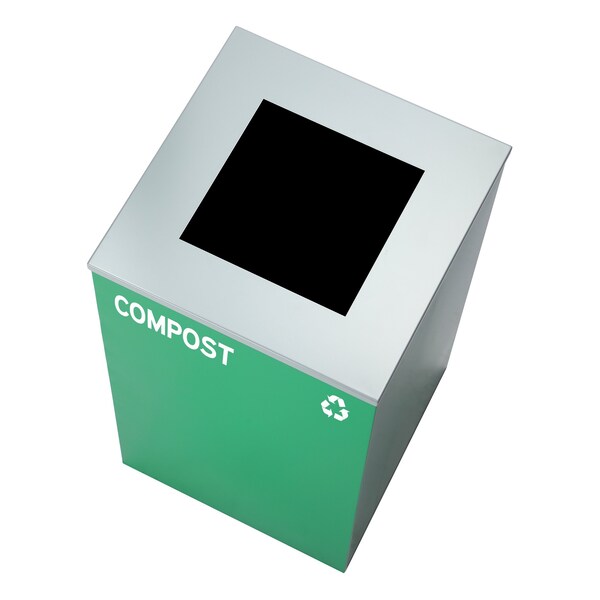 Alpine Industries Square Recycling Bin, 29 Gallons, Green Can, Square Opening Lid, for Compost - ALP4450-KIT-GRN-S-COM