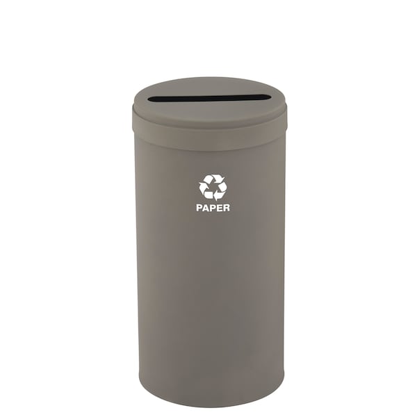 Glaro 16 gal Round Recycling Bin, Nickel - P-1532NK-NK-P2