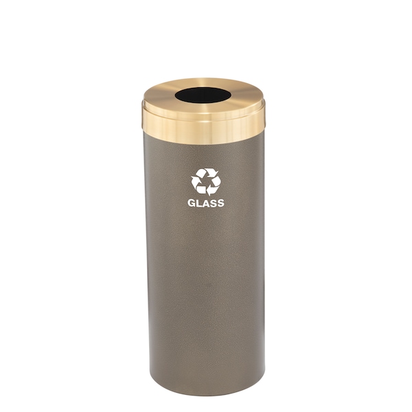 Glaro 12 gal Round Recycling Bin, Bronze Vein/Satin Brass - B-1232BV-BE-B8
