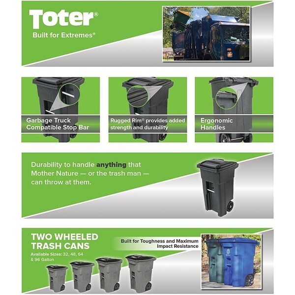 Toter CAN RECYCLE 2 WHEEL BLUE 32GA - 79232-R2705