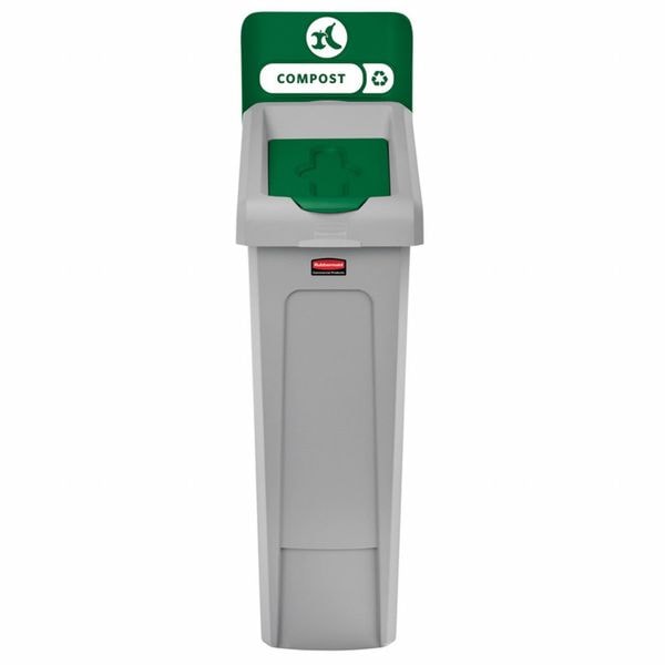 Rubbermaid Commercial 23 gal Rectangular Recycling Station, Flat with Top Opening, Green, 1 Openings - 2185051