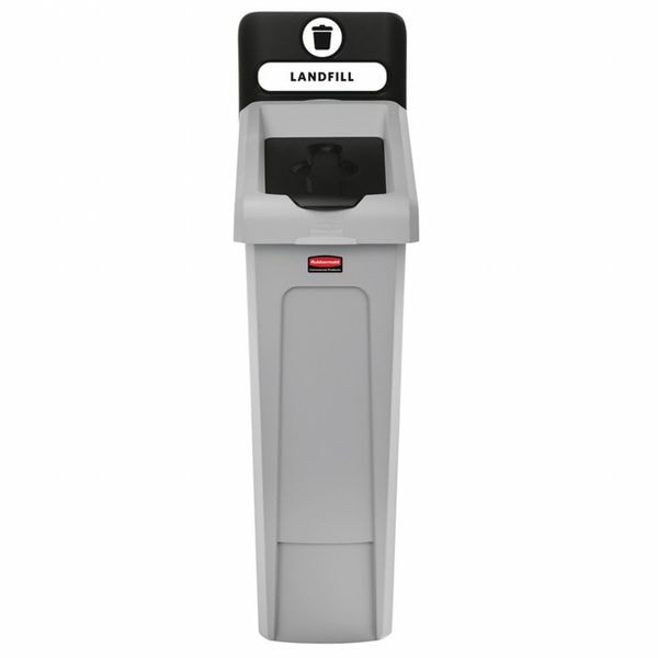 Rubbermaid Commercial 23 gal Rectangular Recycling Station, Flat with Top Opening, Black, 1 Openings - 2185053