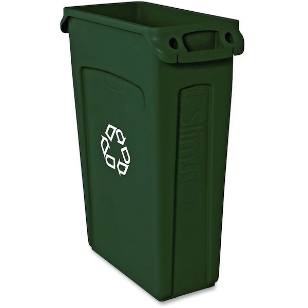 Rubbermaid Commercial 23 gal Slim Jim 23-Gallon Vented Recycling Container, Green, Plastic - RCP354007GN