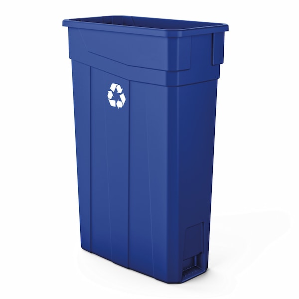 Suncast Commercial 23 GALLON SLIM TRASH CAN, BLUE, WITH RECYCLE LOGO - TCN2030BLR