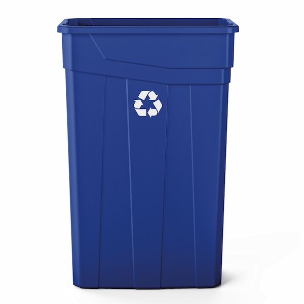 Suncast Commercial 23 GALLON SLIM TRASH CAN, BLUE, WITH RECYCLE LOGO - TCN2030BLR