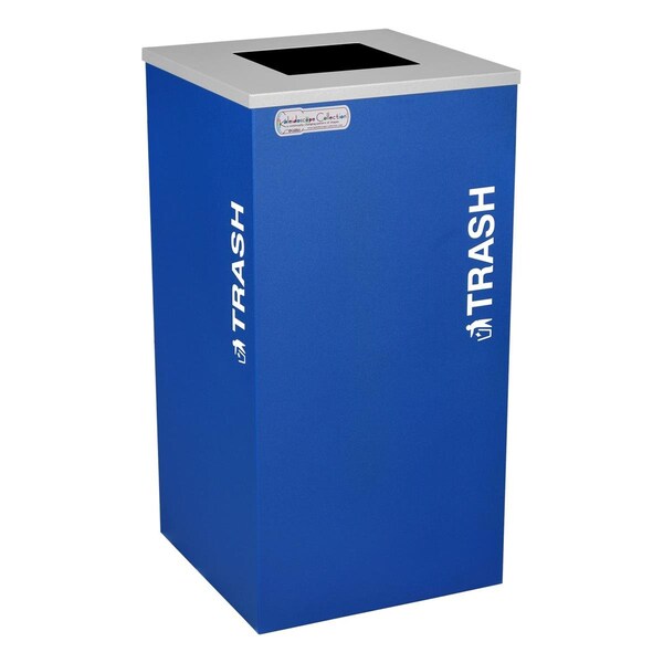 Ex-Cell Kaiser 24 gal Square Waste Receptacle, Silver, Blue - RC-KDSQ-T RYX