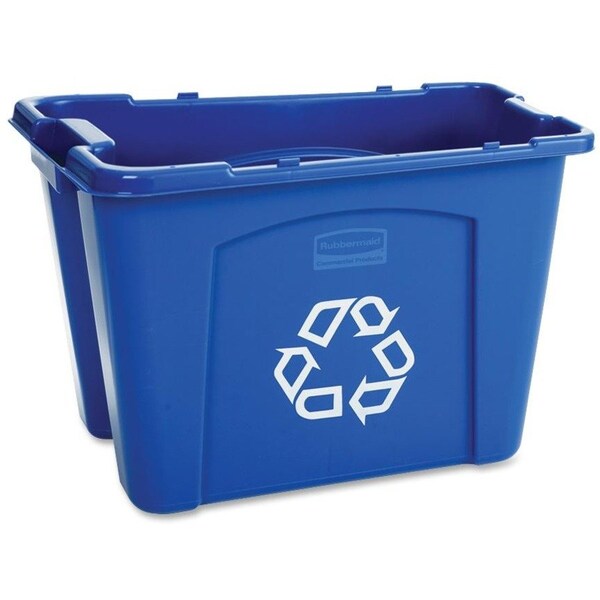 Rubbermaid Commercial 14 gal Rectangular 14-gallon Recycling Box, Blue, Polyethylene - RCP571473BE