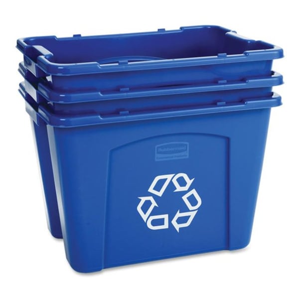 Rubbermaid Commercial 14 gal Rectangular 14-gallon Recycling Box, Blue, Polyethylene - RCP571473BE