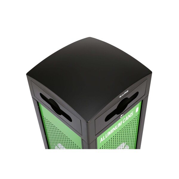 Alpine Industries 40 Gal. Steel Green All-Weather Outdoor Recycling Bin Trash Can with Recycle Circular Dome Lid - ALP471-40-GS-M