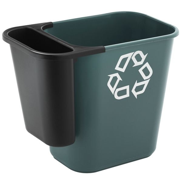 Rubbermaid Commercial 1.1875 gal Rectangular Recycling Bin, Open Top, Black, Polyethylene, 1 Openings - FG295073BLA