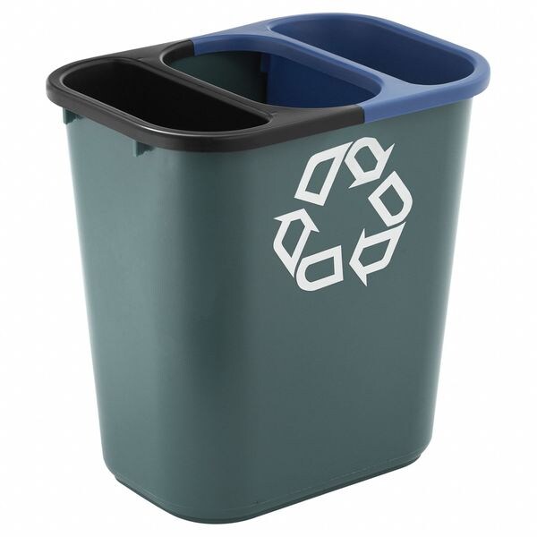Rubbermaid Commercial 1.1875 gal Rectangular Recycling Bin, Open Top, Black, Polyethylene, 1 Openings - FG295073BLA