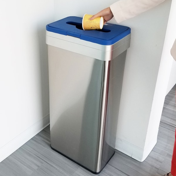 Hls Commercial Recycle Bin, Stainless Steel, 21 Gallon /, Silver, Stainless Steel - HLS21UOTREC