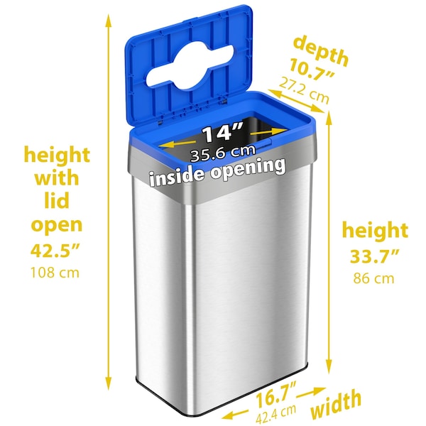 Hls Commercial Recycle Bin, Stainless Steel, 21 Gallon /, Silver, Stainless Steel - HLS21UOTREC