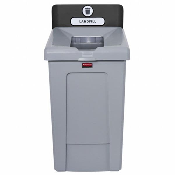 Rubbermaid Commercial 33 gal Rectangular Recycle Station, Flat with Top Opening, Black, 1 Openings - 2171554