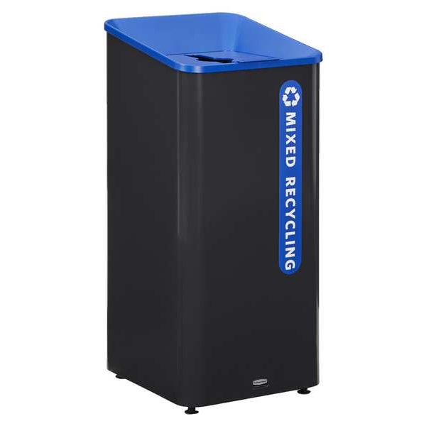 Rubbermaid Commercial 23 gal Square Recycling Can, Flat with Top Opening, Black, 1 Openings - 2078980