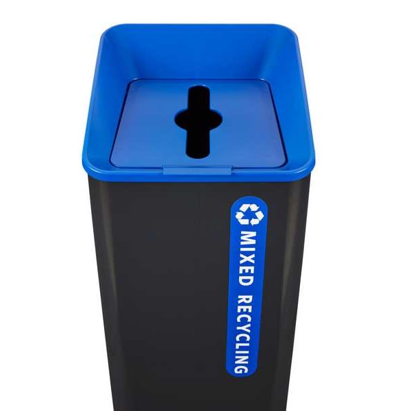 Rubbermaid Commercial 23 gal Square Recycling Can, Flat with Top Opening, Black, 1 Openings - 2078980