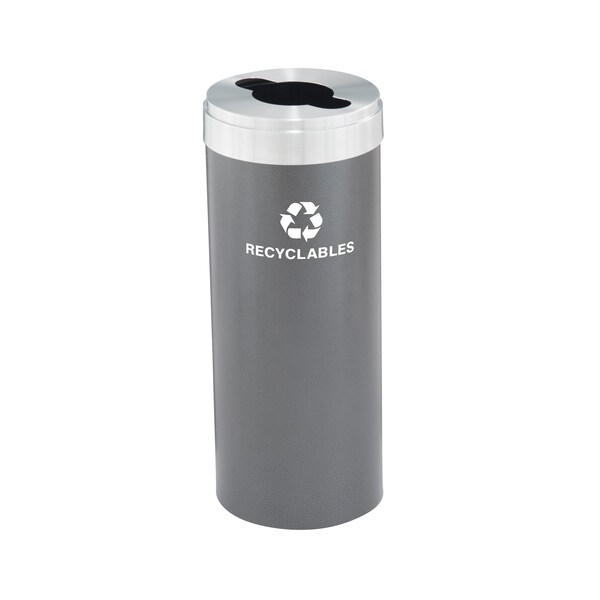 Glaro 15 gal Round Recycling Bin, Silver Vein/Satin Aluminum - M-1242SV-SA-M2