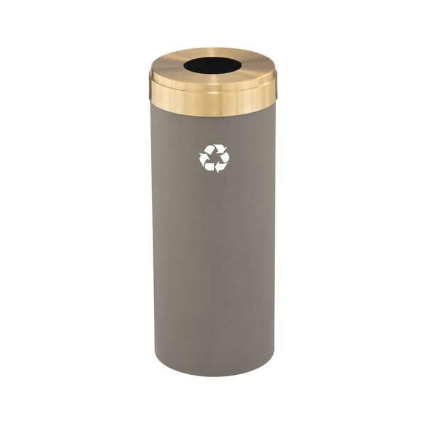 Glaro 12 gal Round Recycling Bin, Nickel/Satin Brass - B-1232NK-BE-B1