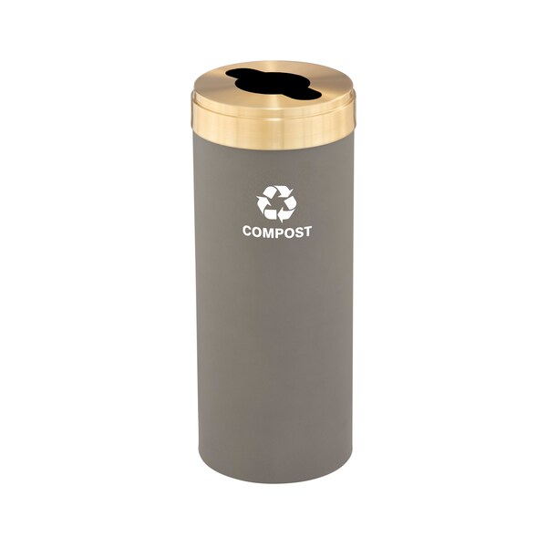 Glaro 15 gal Round Recycling Bin, Nickel/Satin Brass - M-1242NK-BE-M4