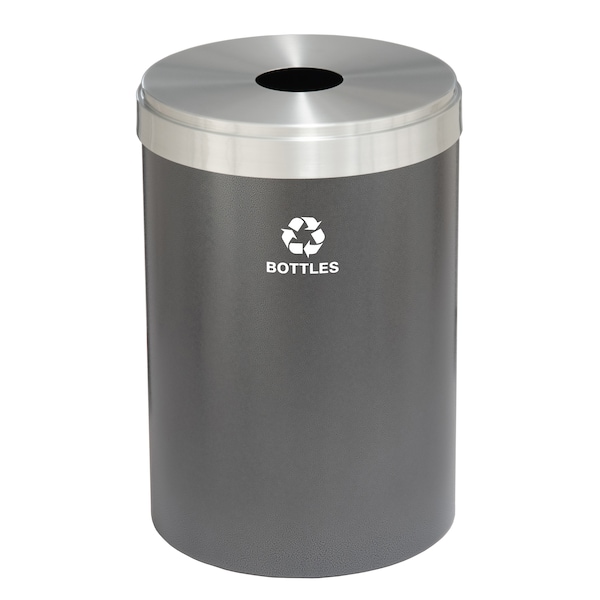 Glaro 41 gal Round Recycling Bin, Silver Vein/Satin Aluminum - B-2042SV-SA-B3