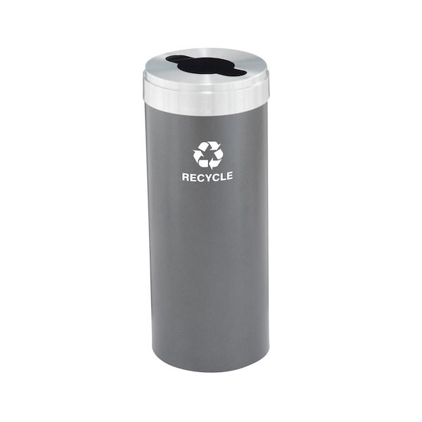 Glaro 12 gal Round Recycling Bin, Silver Vein/Satin Aluminum - M-1232SV-SA-M5