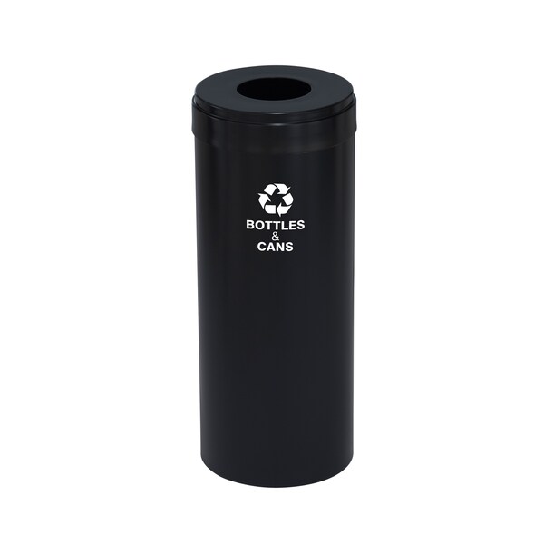 Glaro 15 gal Round Recycling Bin, Satin Black - B-1242BK-BK-B2
