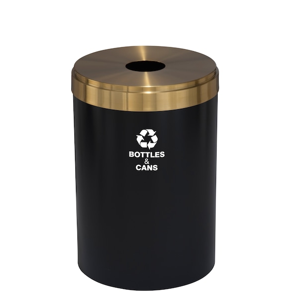 Glaro 41 gal Round Recycling Bin, Satin Black/Satin Brass - B-2042BK-BE-B2