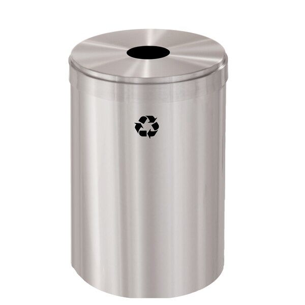 Glaro 33 gal Round Recycling Bin, Satin Aluminum - B-2032SA-SA-B1