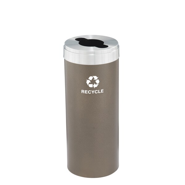 Glaro 12 gal Round Recycling Bin, Bronze Vein/Satin Aluminum - M-1232BV-SA-M5