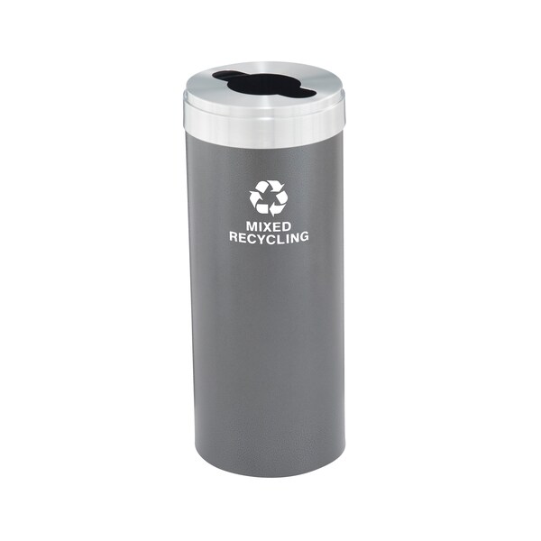Glaro 12 gal Round Recycling Bin, Silver Vein/Satin Aluminum - M-1232SV-SA-M3