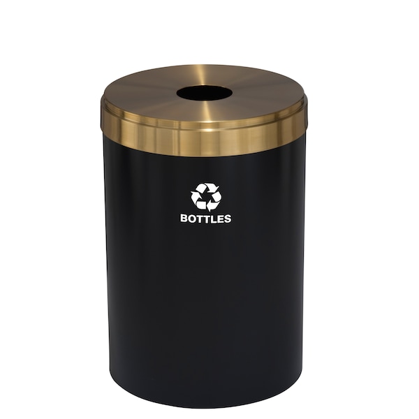 Glaro 33 gal Round Recycling Bin, Satin Black/Satin Brass - B-2032BK-BE-B3