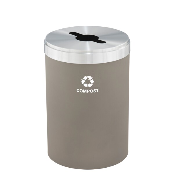 Glaro 41 gal Round Recycling Bin, Nickel/Satin Aluminum - M-2042NK-SA-M4