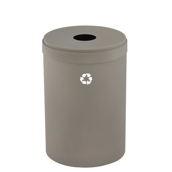 Glaro 33 gal Round Recycling Bin, Nickel - B-2032NK-NK-B1
