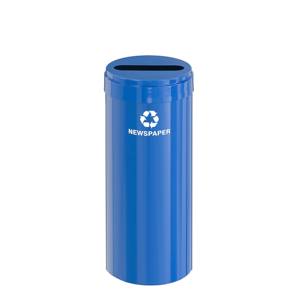Glaro 15 gal Round Recycling Bin, Blue - P-1242BL-BL-P3