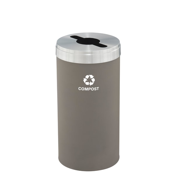 Glaro 16 gal Round Recycling Bin, Nickel/Satin Aluminum - M-1532NK-SA-M4