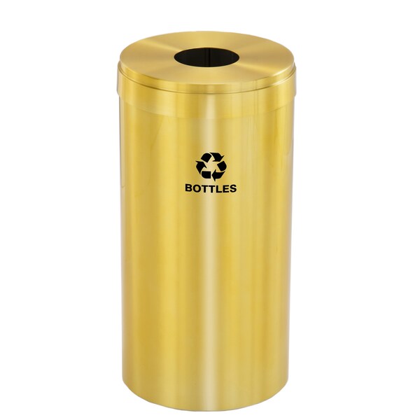 Glaro 16 gal Round Recycling Bin, Satin Brass - B-1532BE-BE-B3