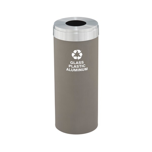 Glaro 12 gal Round Recycling Bin, Nickel/Satin Aluminum - B-1232NK-SA-B9