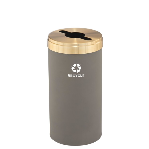 Glaro 16 gal Round Recycling Bin, Nickel/Satin Brass - M-1532NK-BE-M5