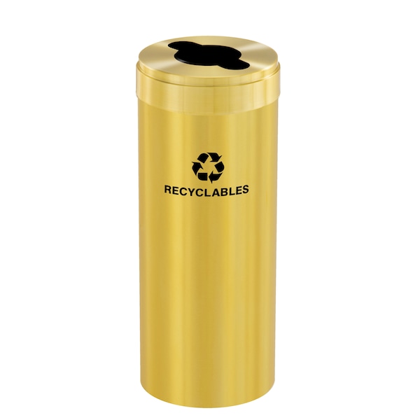 Glaro 12 gal Round Recycling Bin, Satin Brass - M-1232BE-BE-M2