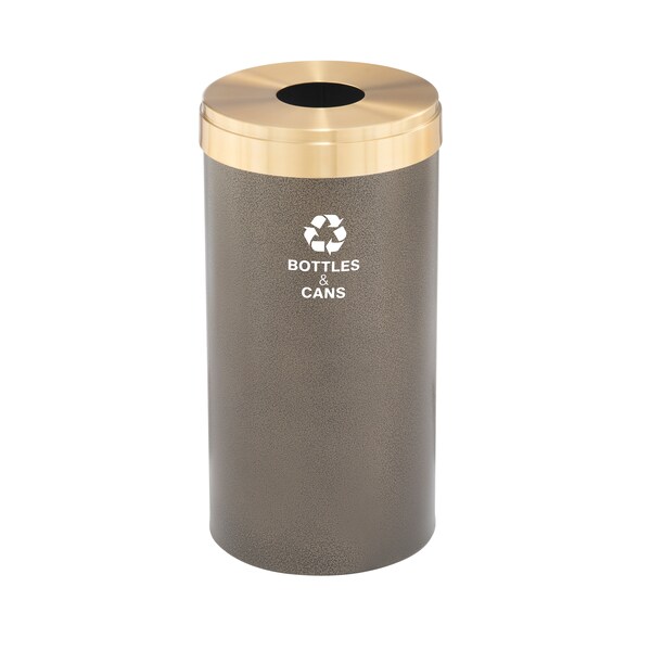 Glaro 23 gal Round Recycling Bin, Bronze Vein/Satin Brass - B-1542BV-BE-B2