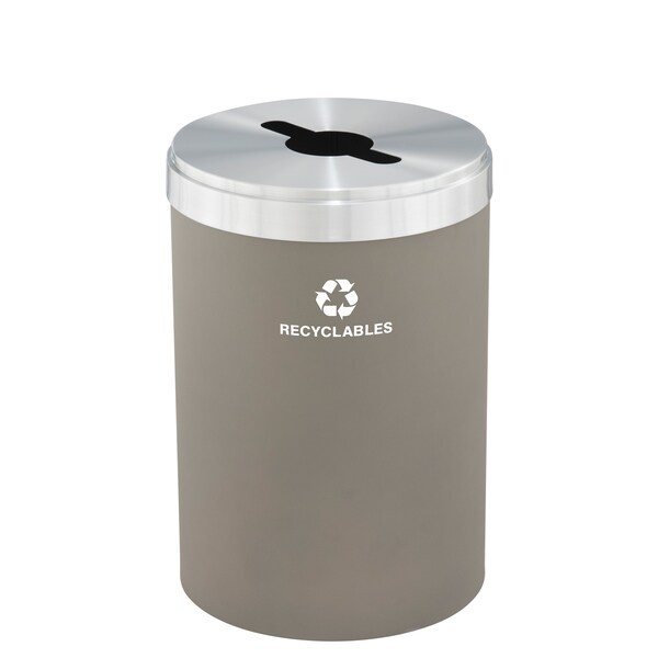 Glaro 33 gal Round Recycling Bin, Nickel/Satin Aluminum - M-2032NK-SA-M2