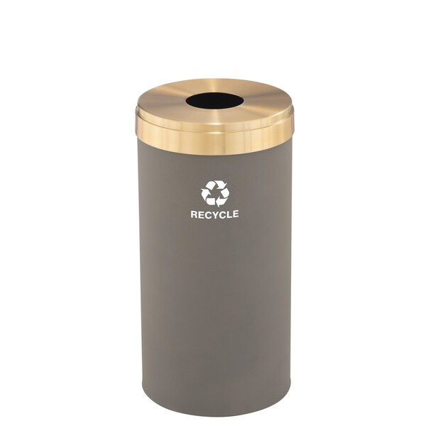 Glaro 23 gal Round Recycling Bin, Nickel/Satin Brass - B-1542NK-BE-B5