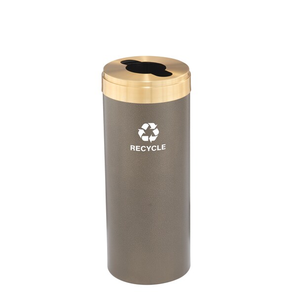 Glaro 12 gal Round Recycling Bin, Bronze Vein/Satin Brass - M-1232BV-BE-M5