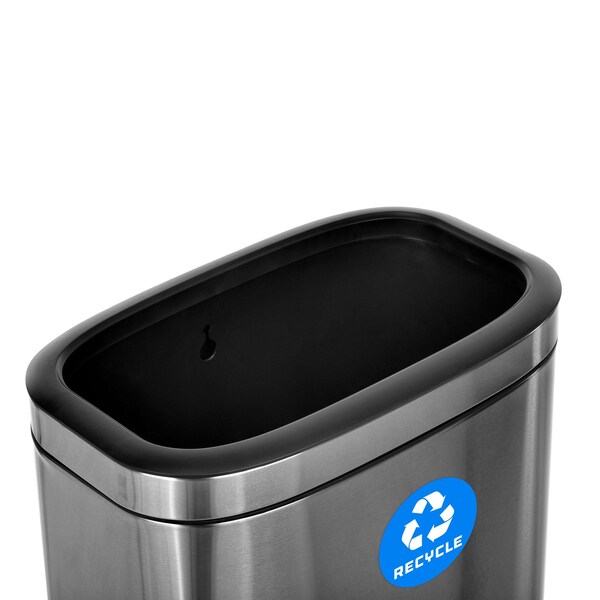 Alpine Industries Trash Can, Stainless Steel Brushed, Stainless Steel/Plastic - ALP470-40L-R
