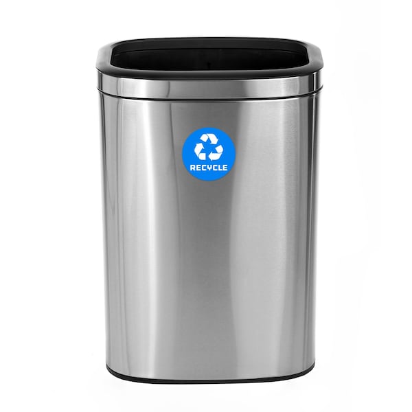 Alpine Industries Trash Can, Stainless Steel Brushed, Stainless Steel/Plastic - ALP470-40L-R