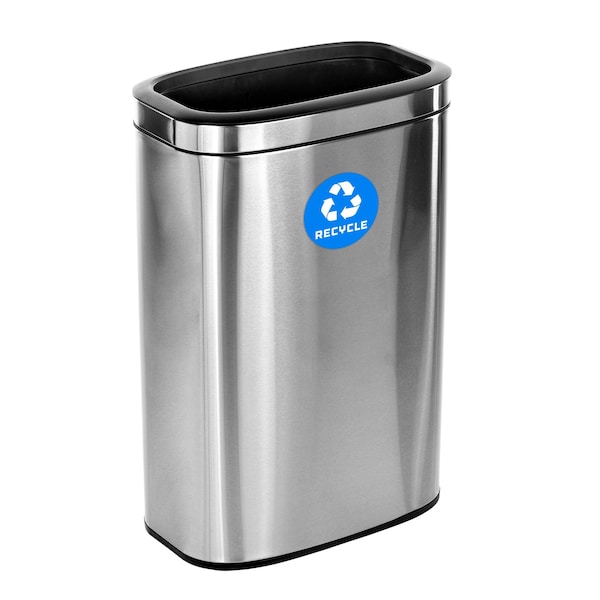 Alpine Industries Trash Can, Stainless Steel Brushed, Stainless Steel/Plastic - ALP470-40L-R