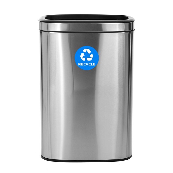 Alpine Industries Trash Can, Stainless Steel Brushed, Stainless Steel/Plastic - ALP470-40L-R