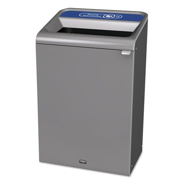Rubbermaid Commercial 33 gal Recycling Bin, Satin Black/Satin Alum - 1961629