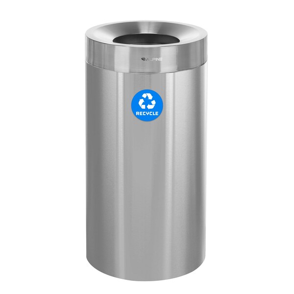 Alpine Industries Trash Can, Stainless Steel Brushed, Stainless Steel/Plastic - ALP475-27-R
