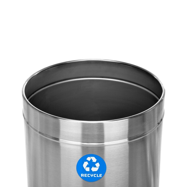 Alpine Industries Trash Can, Stainless Steel Brushed, Stainless Steel/Plastic - ALP475-27-R